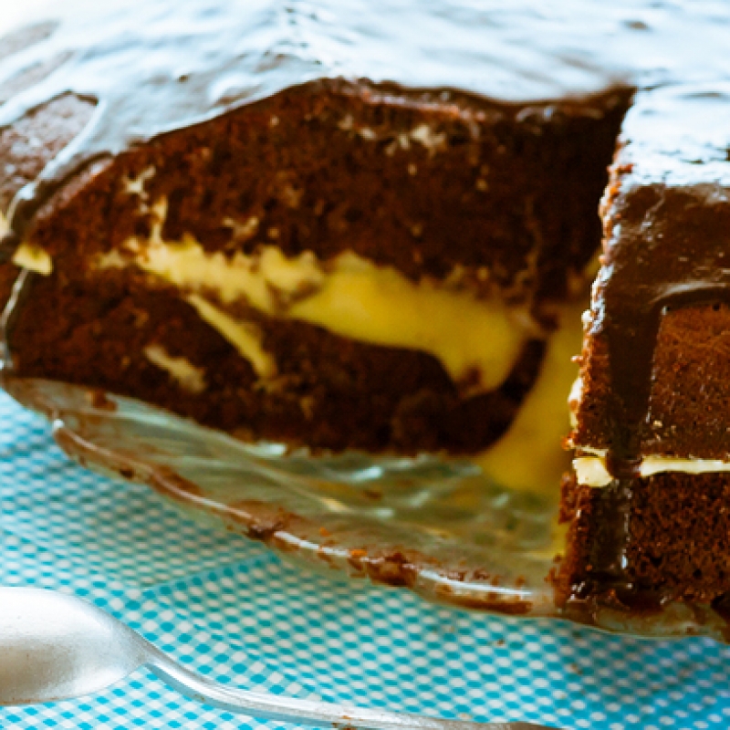 Chocolate Cake With Custard Filling Recipe